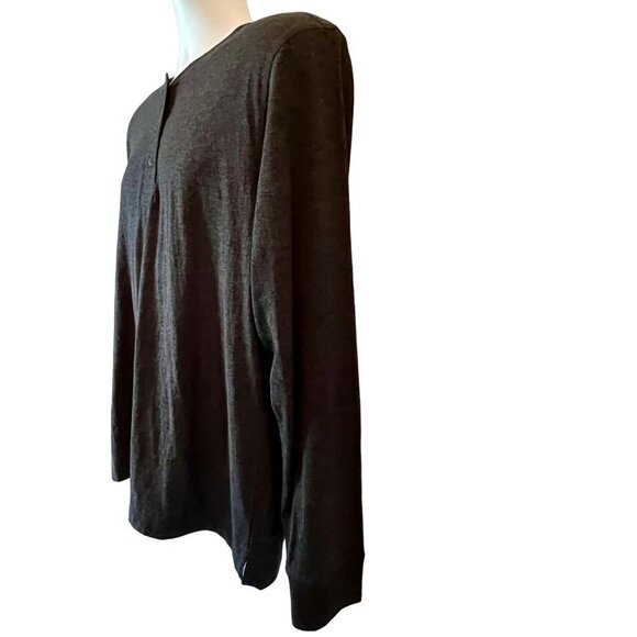 Chaps Charcoal Gray Long Sleeve Jersey Henley Shirt Men's Medium - Picture 3 of 8